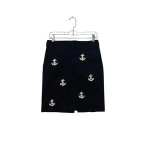 VINTAGE SAILOR JERRY Black Pencil Skirt Embroidered Anchors SMALL Rare PINUP HTF
